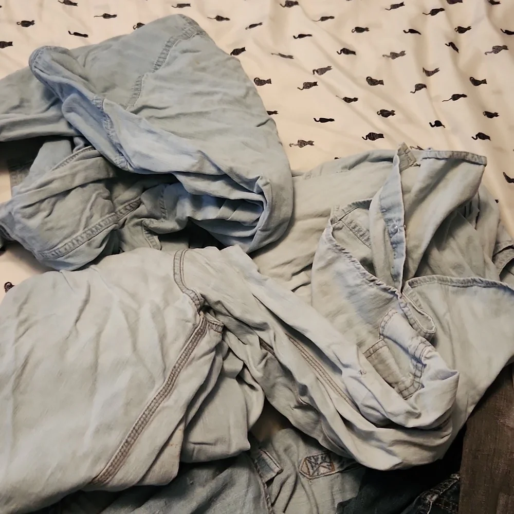 Destroyed denim Shirts jeans for blankets and crafts or to fix and wear again
